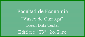 Cuadro de texto: Facultad de Economía“Vasco de Quiroga”Green Data Center                              Edificio “T3”  2o. Piso                   